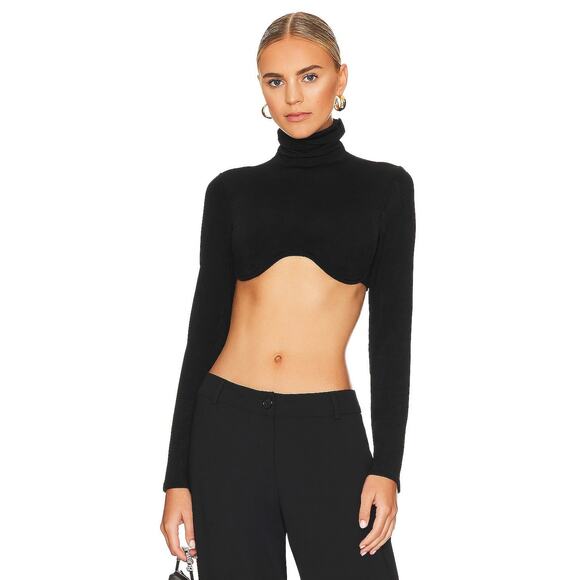 Mirror Palais Underwire Turtleneck Crop Top - XS - Black - Picture 1 of 4